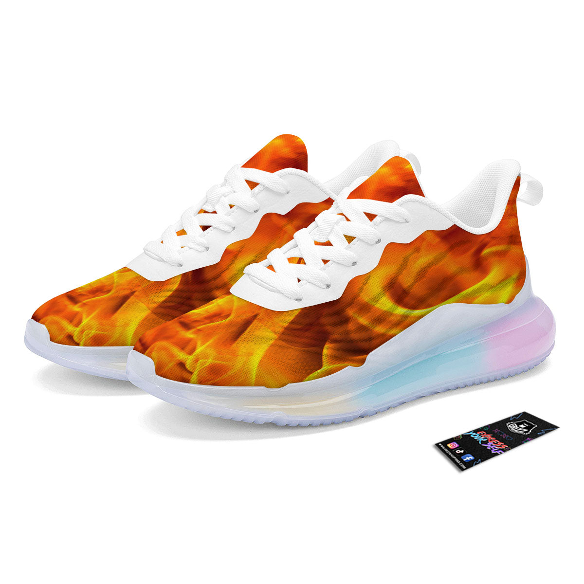 Burning Fire Flame Print Running Sneakers-grizzshop