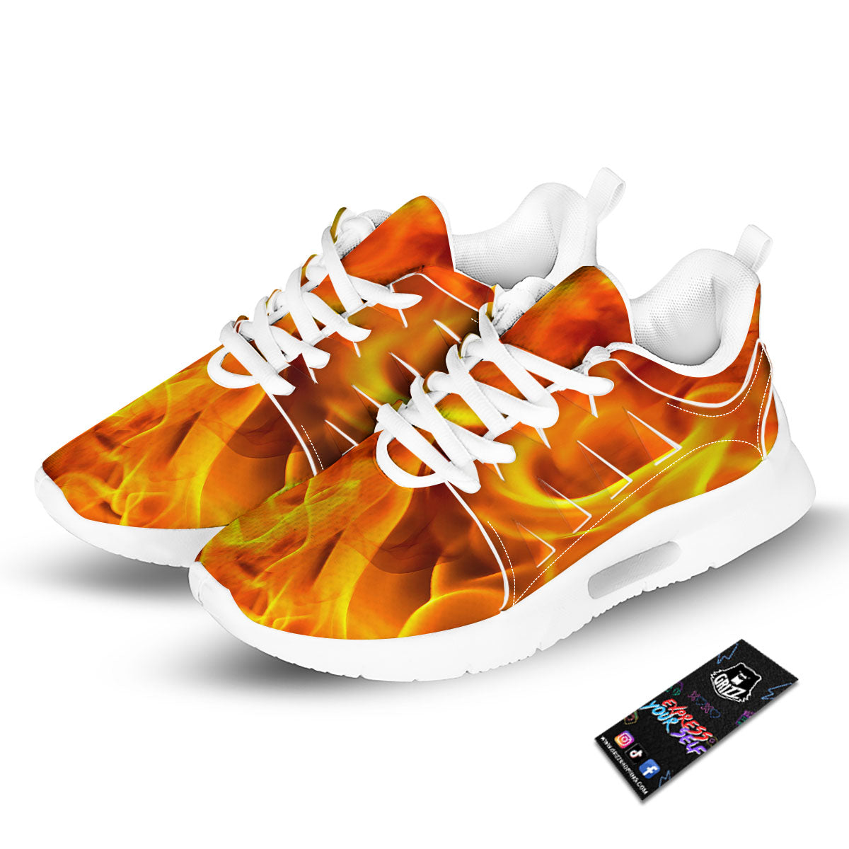 Burning Fire Flame Print Tennis Shoes-grizzshop