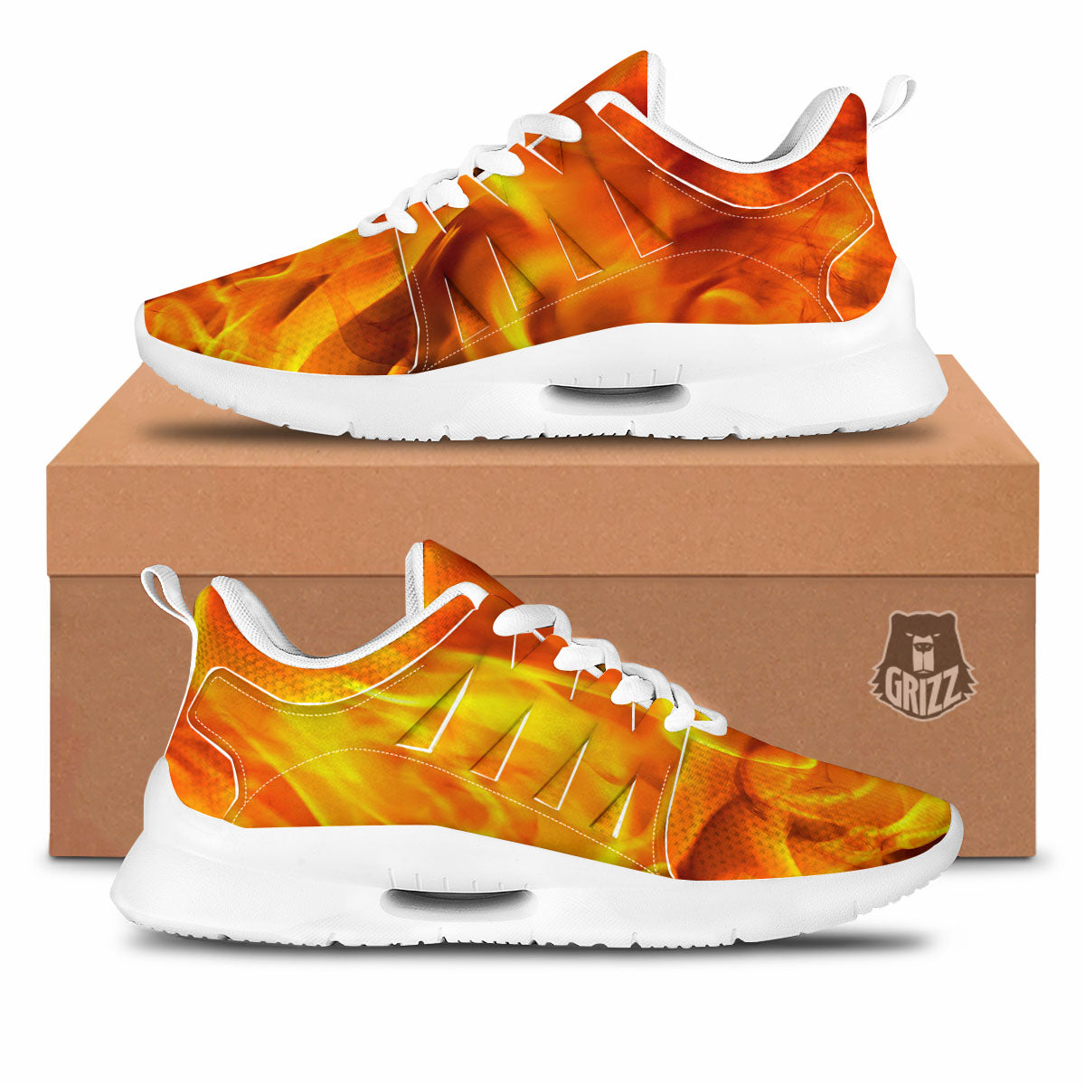 Burning Fire Flame Print Tennis Shoes-grizzshop