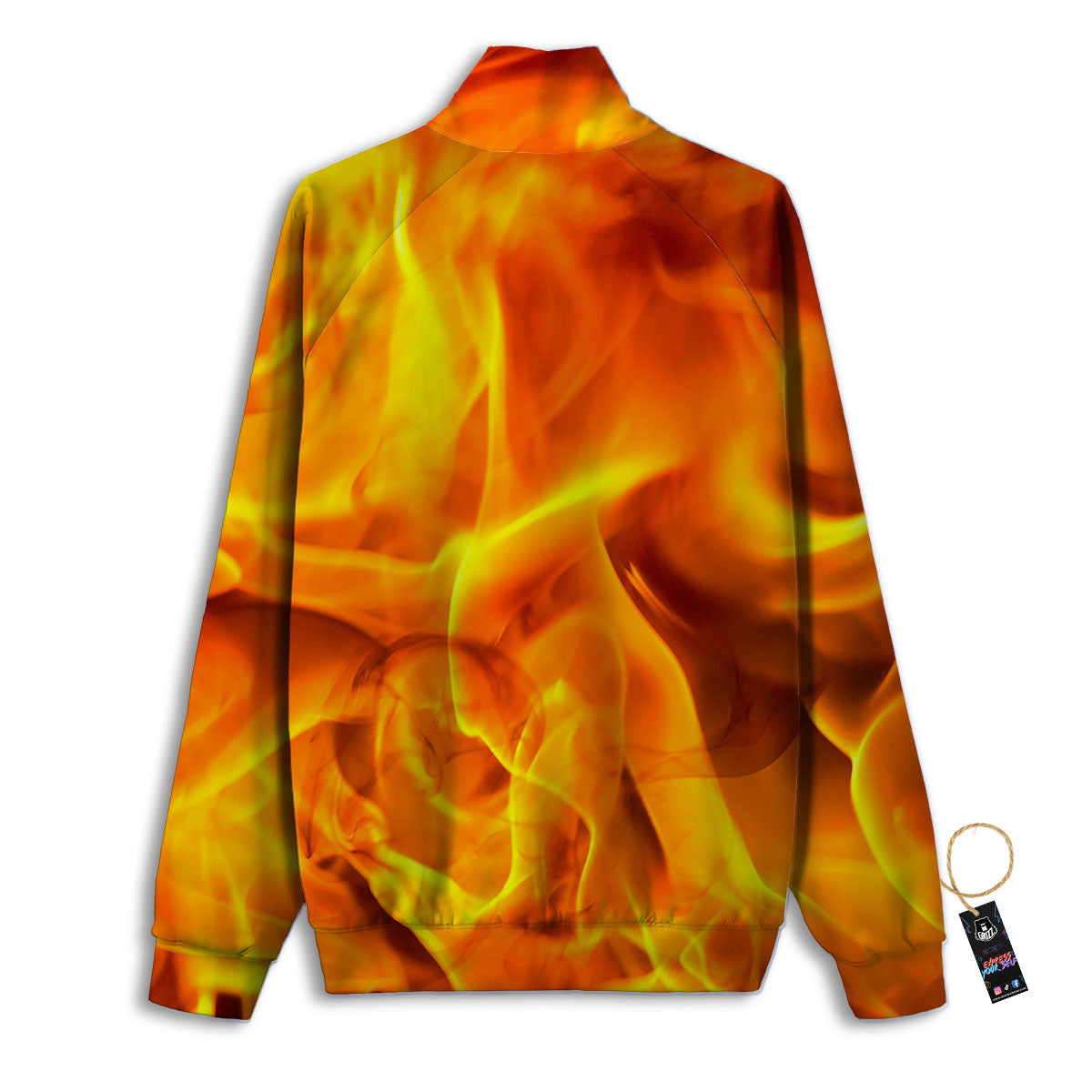 Burning Fire Flame Print Track Jacket-grizzshop