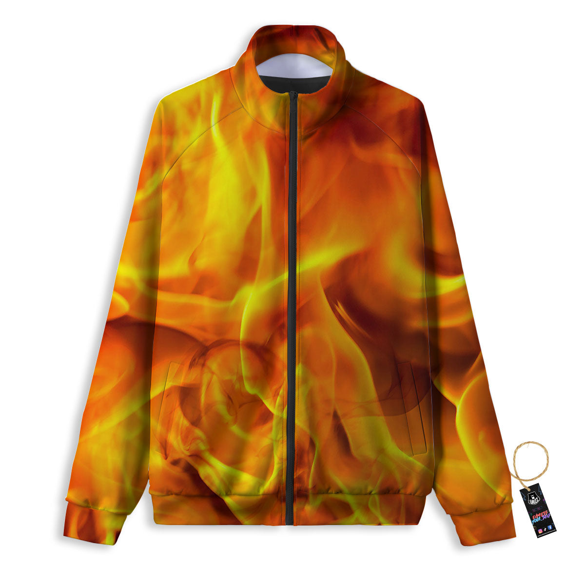 Burning Fire Flame Print Track Jacket-grizzshop