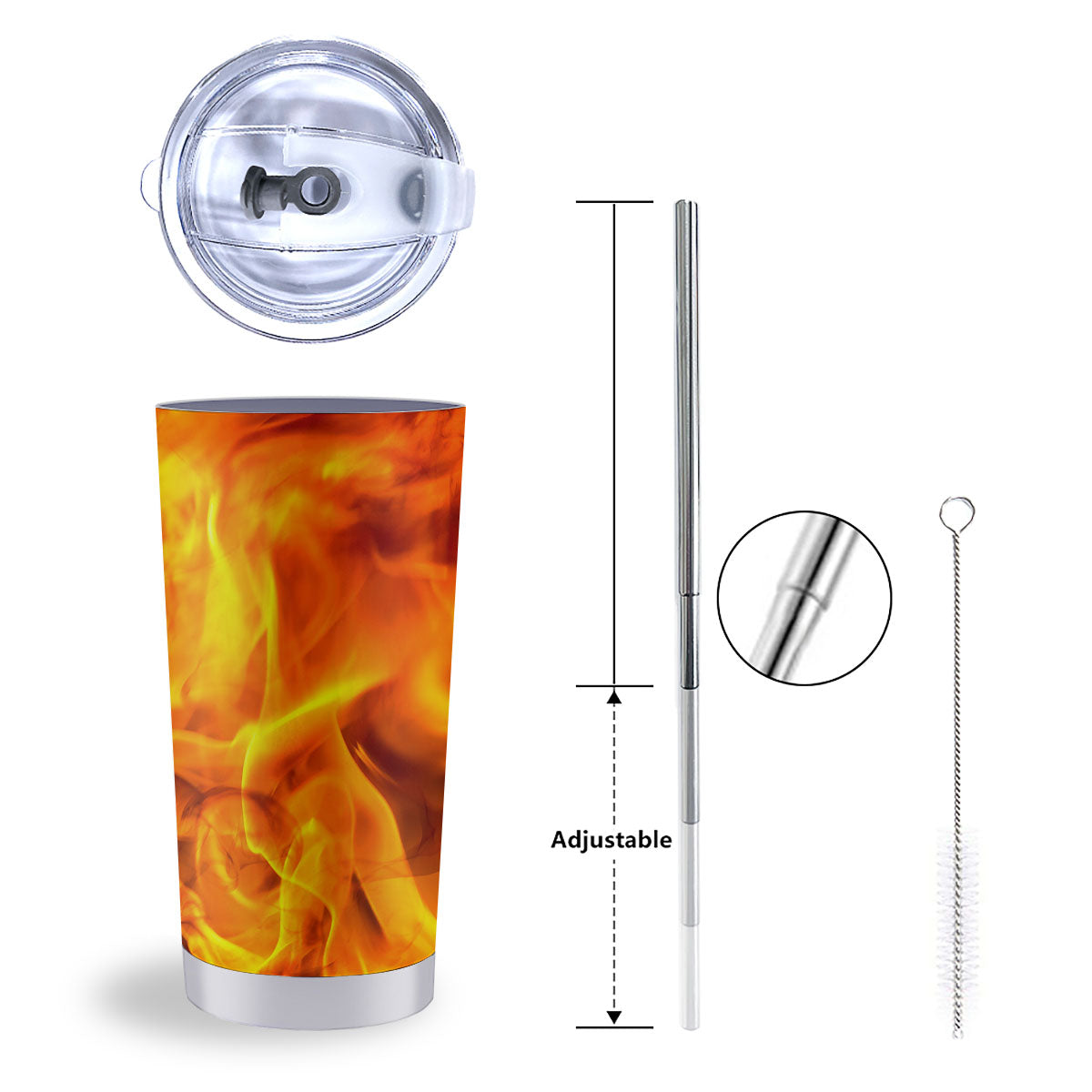 Burning Fire Flame Print Tumbler-grizzshop