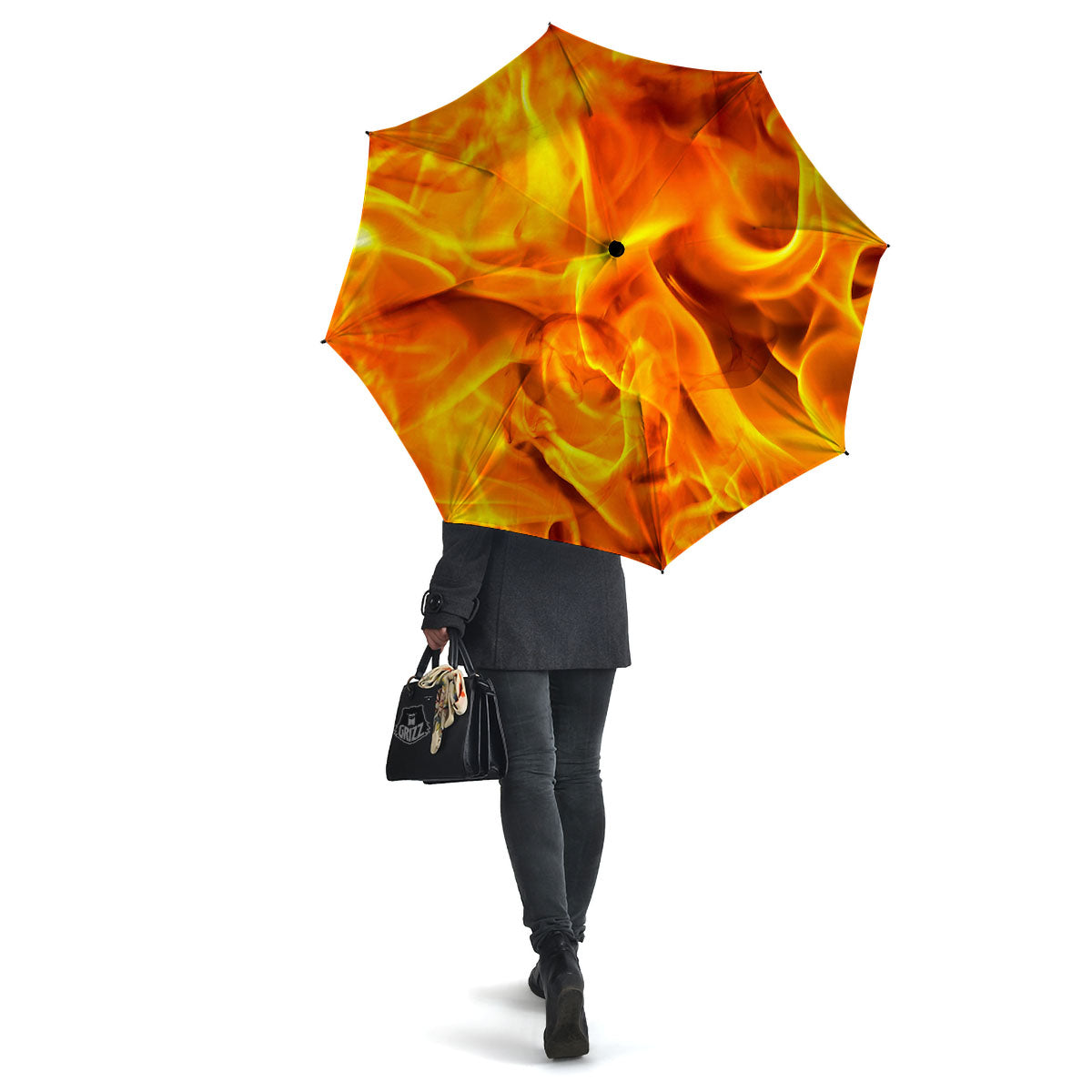 Burning Fire Flame Print Umbrella-grizzshop