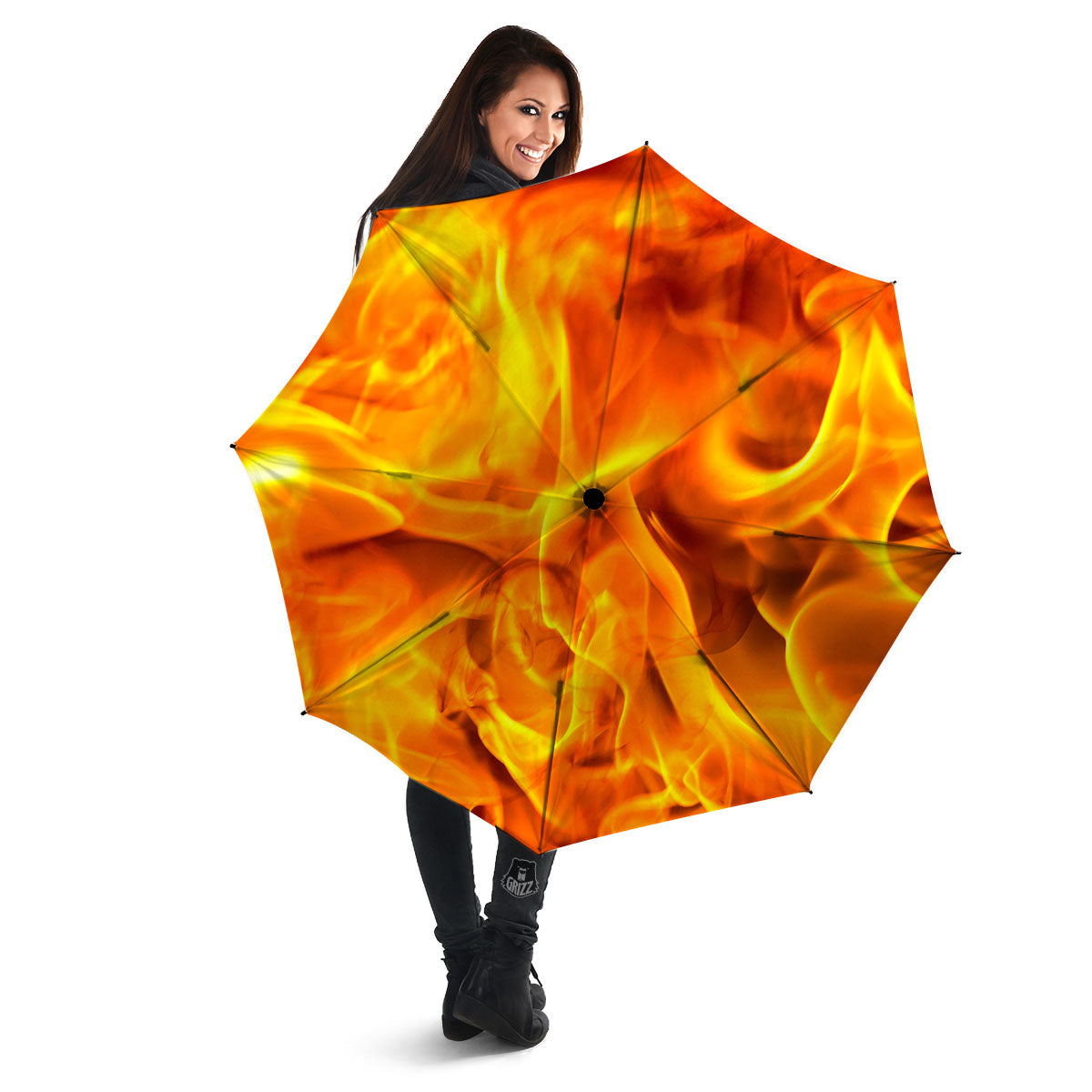 Burning Fire Flame Print Umbrella-grizzshop