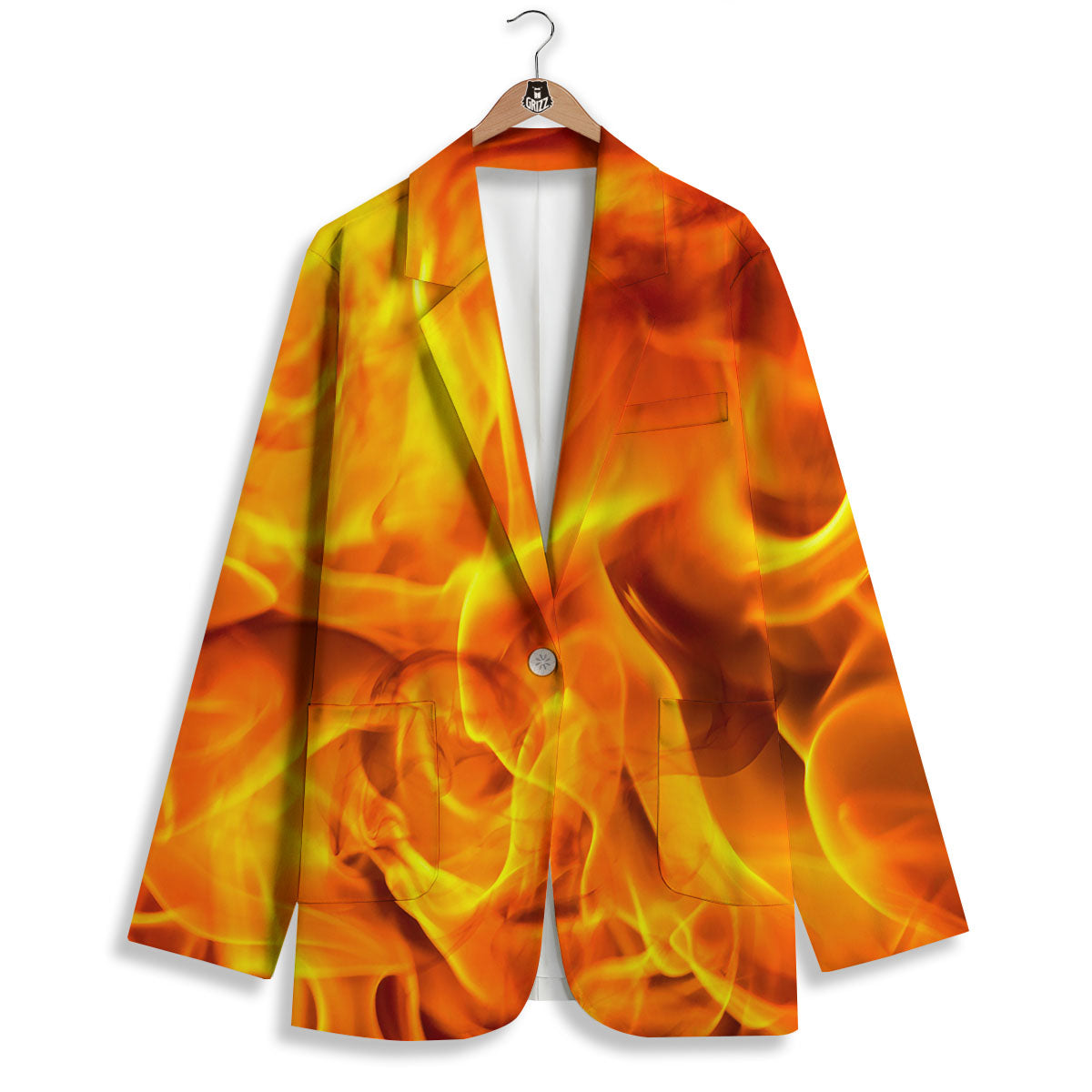 Burning Fire Flame Print Women's Blazer-grizzshop