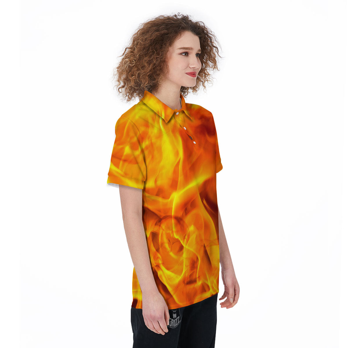 Burning Fire Flame Print Women's Golf Shirts-grizzshop