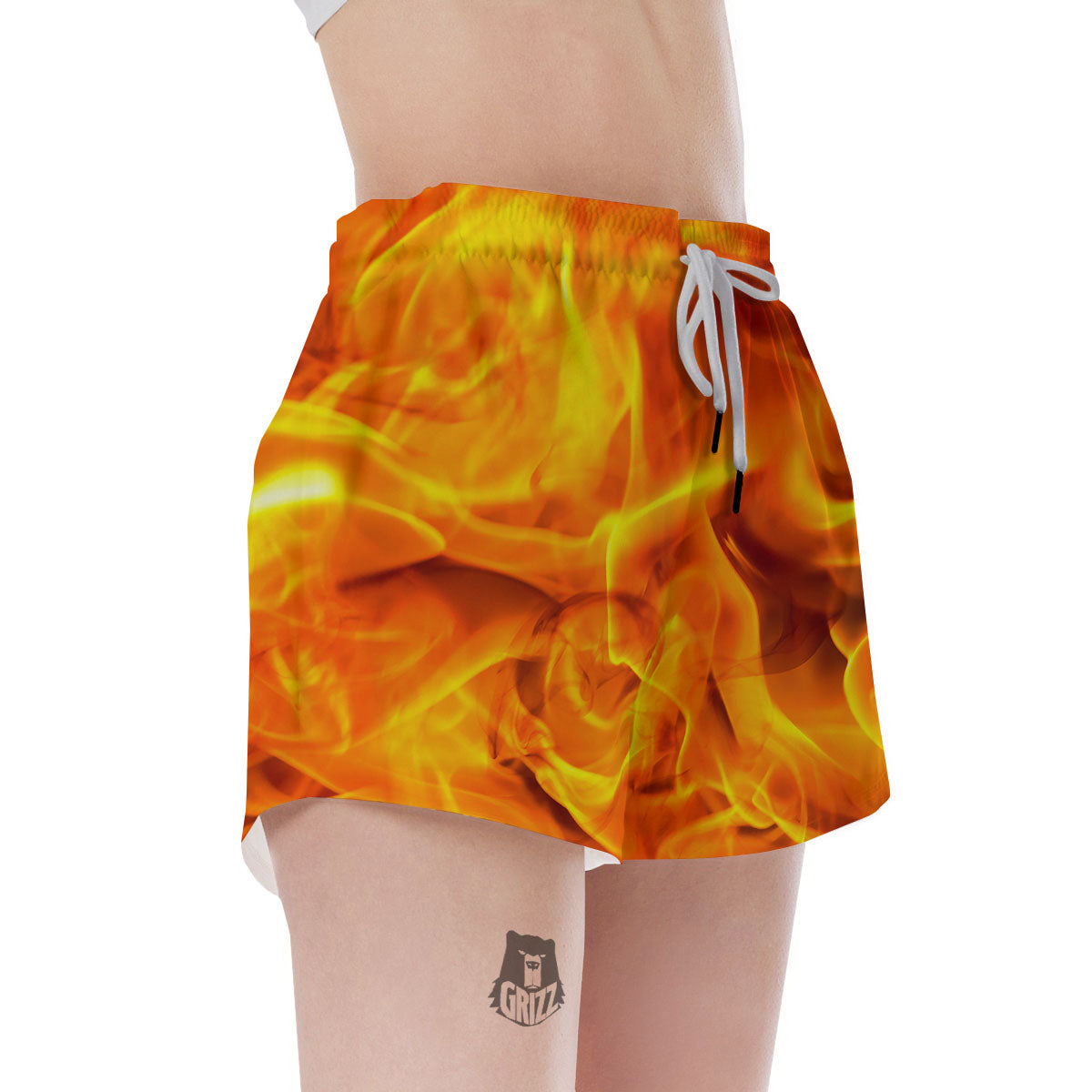 Burning Fire Flame Print Women's Shorts-grizzshop