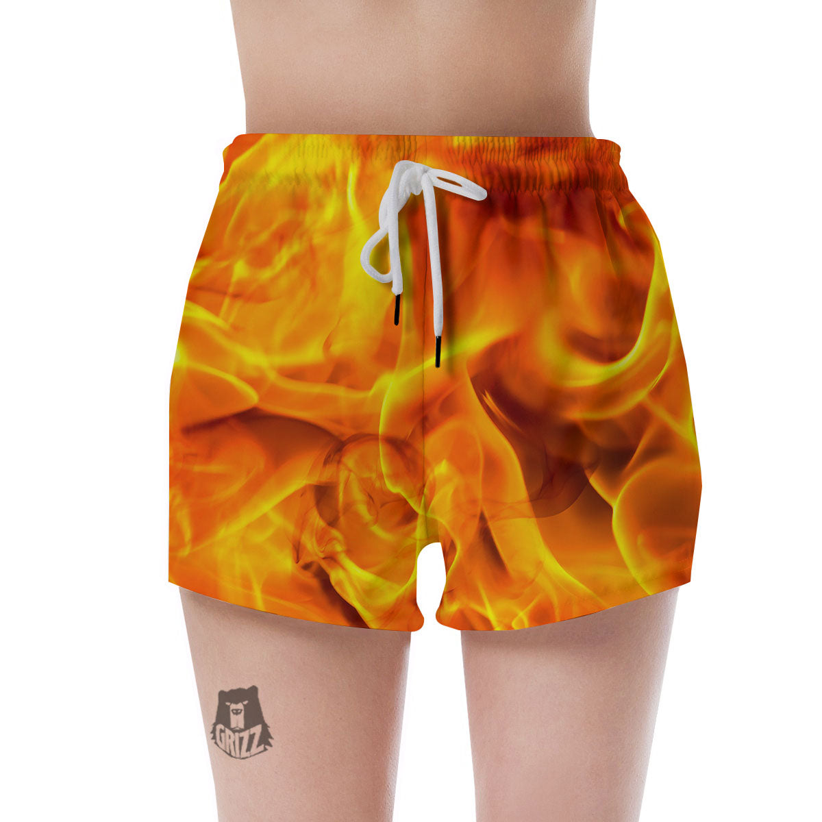Burning Fire Flame Print Women's Shorts-grizzshop