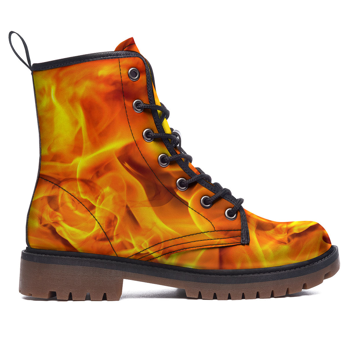 Burning Fire Flame Print Work Boots-grizzshop