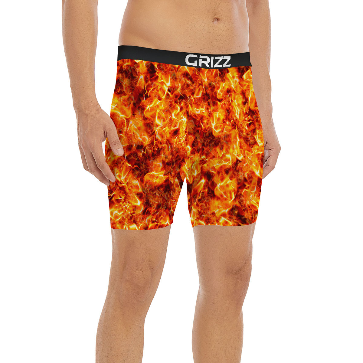 Burning Lava Print Boxer Briefs-grizzshop