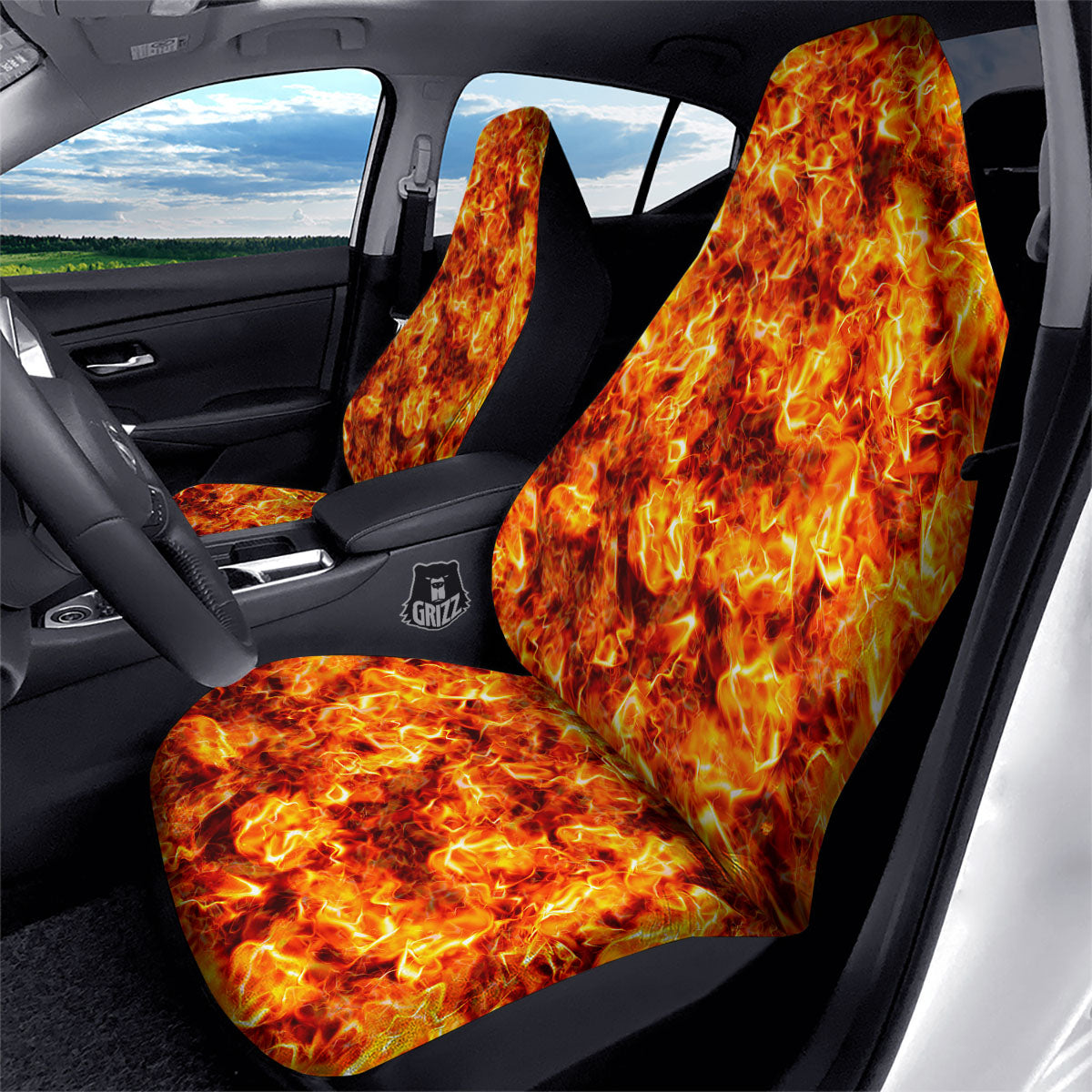 Burning Lava Print Car Seat Covers-grizzshop