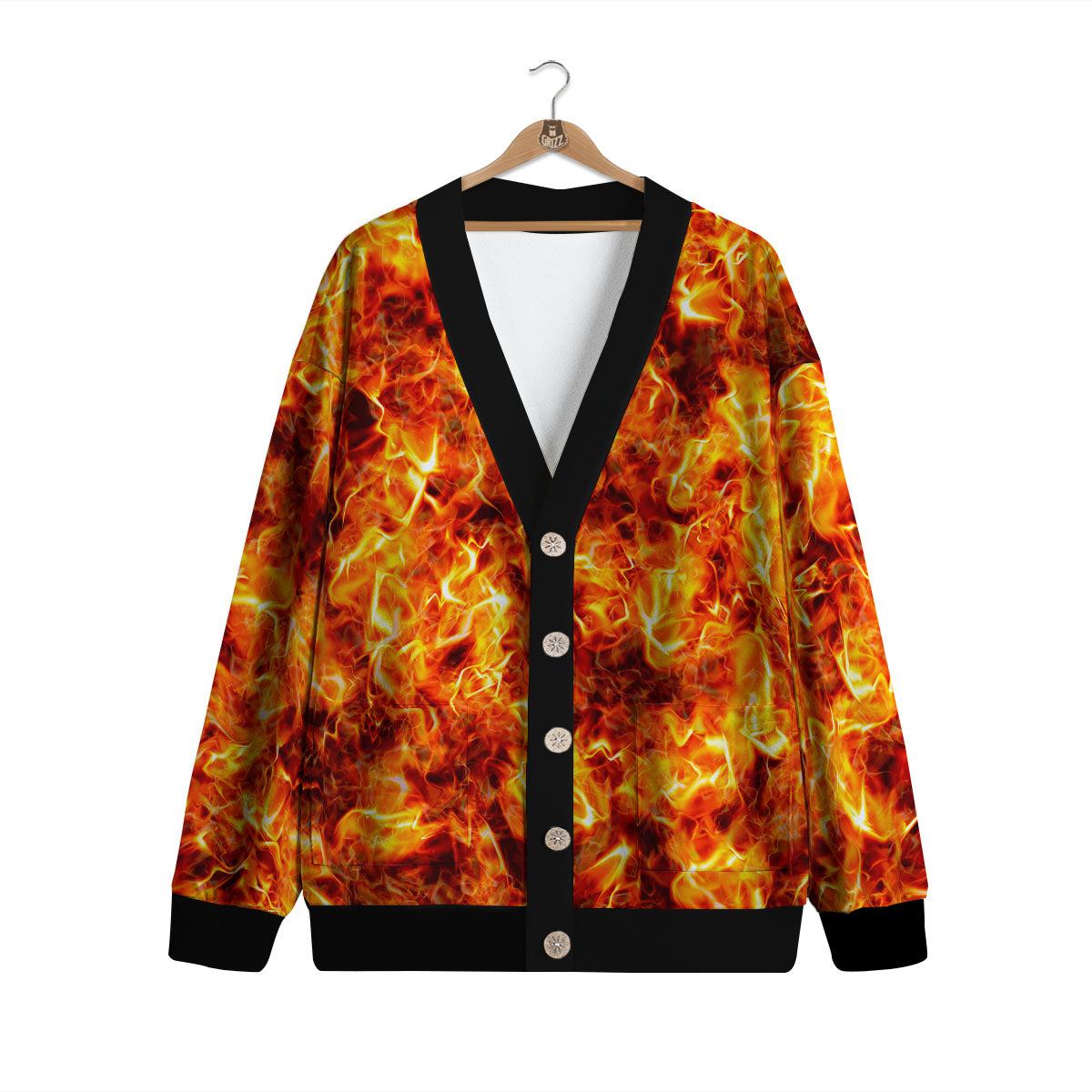 Burning Lava Print Cardigan-grizzshop