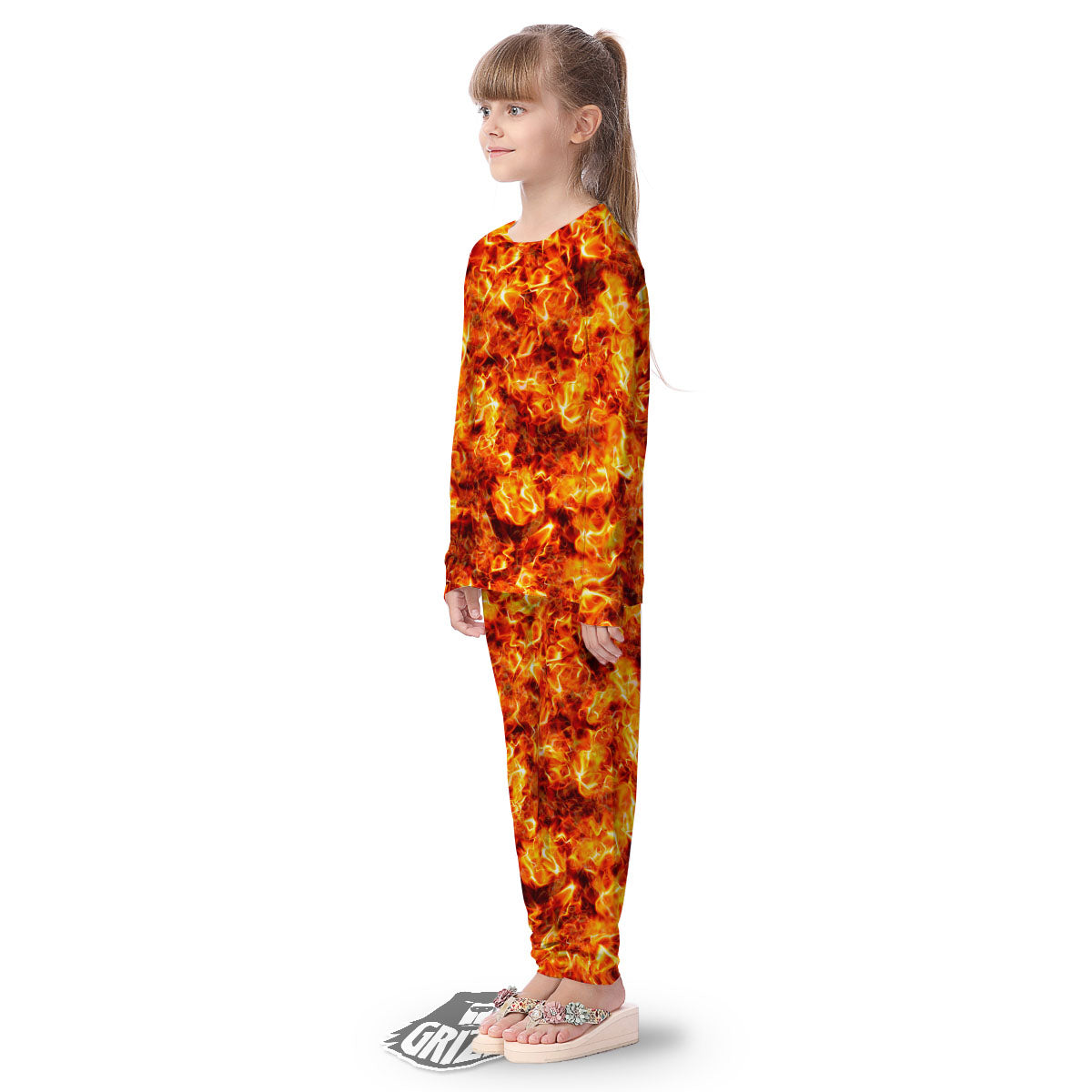 Burning Lava Print Kid's Pajamas-grizzshop