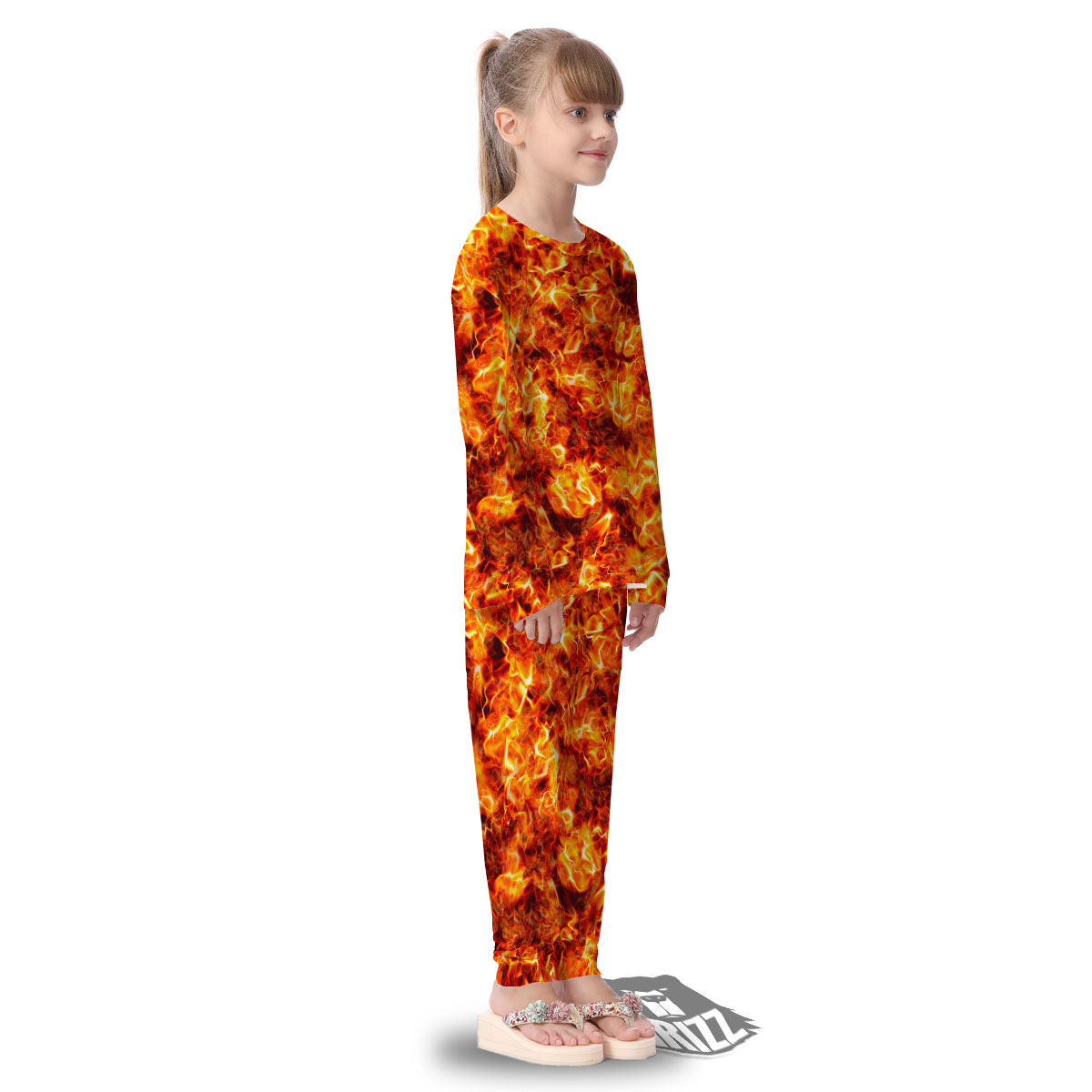 Burning Lava Print Kid's Pajamas-grizzshop