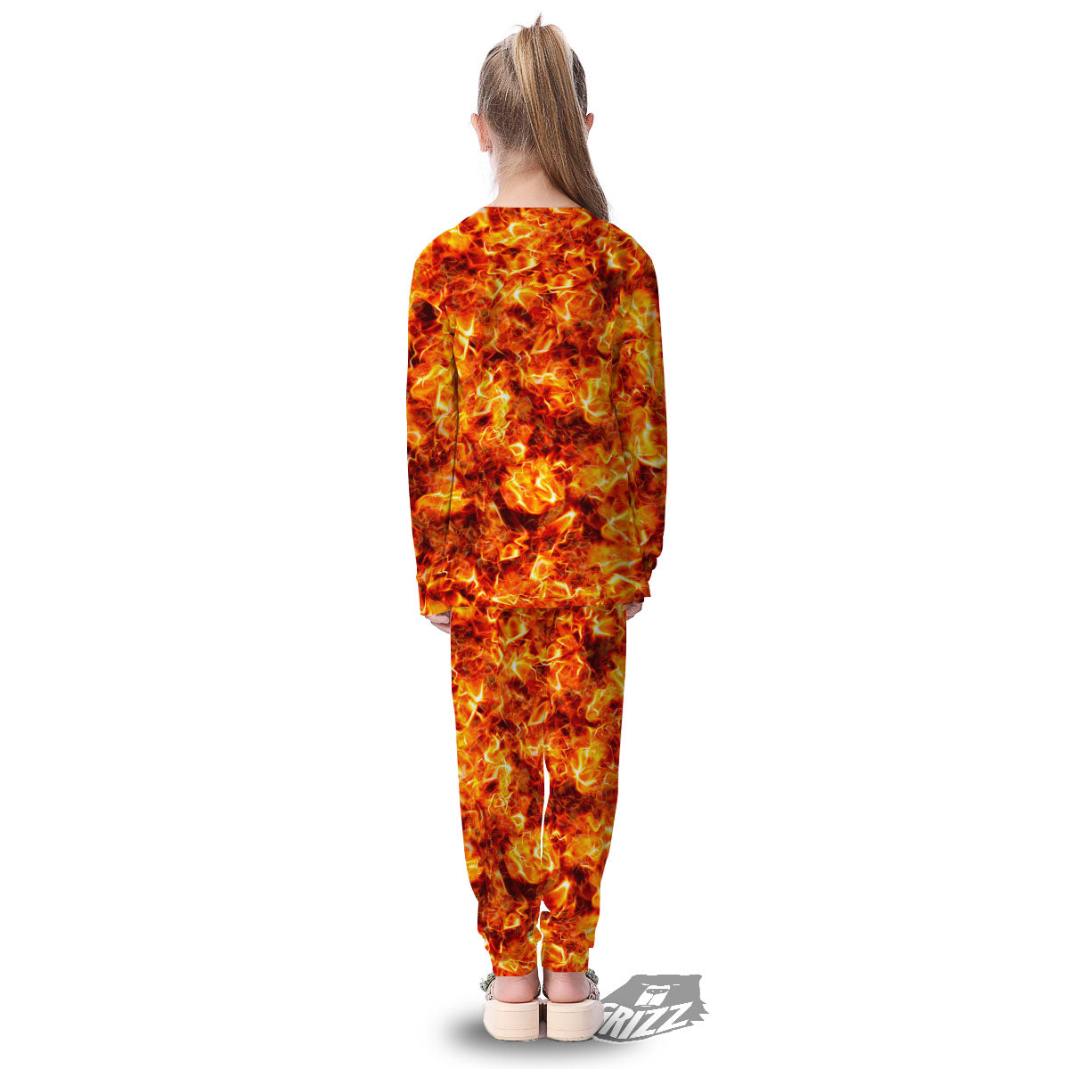 Burning Lava Print Kid's Pajamas-grizzshop