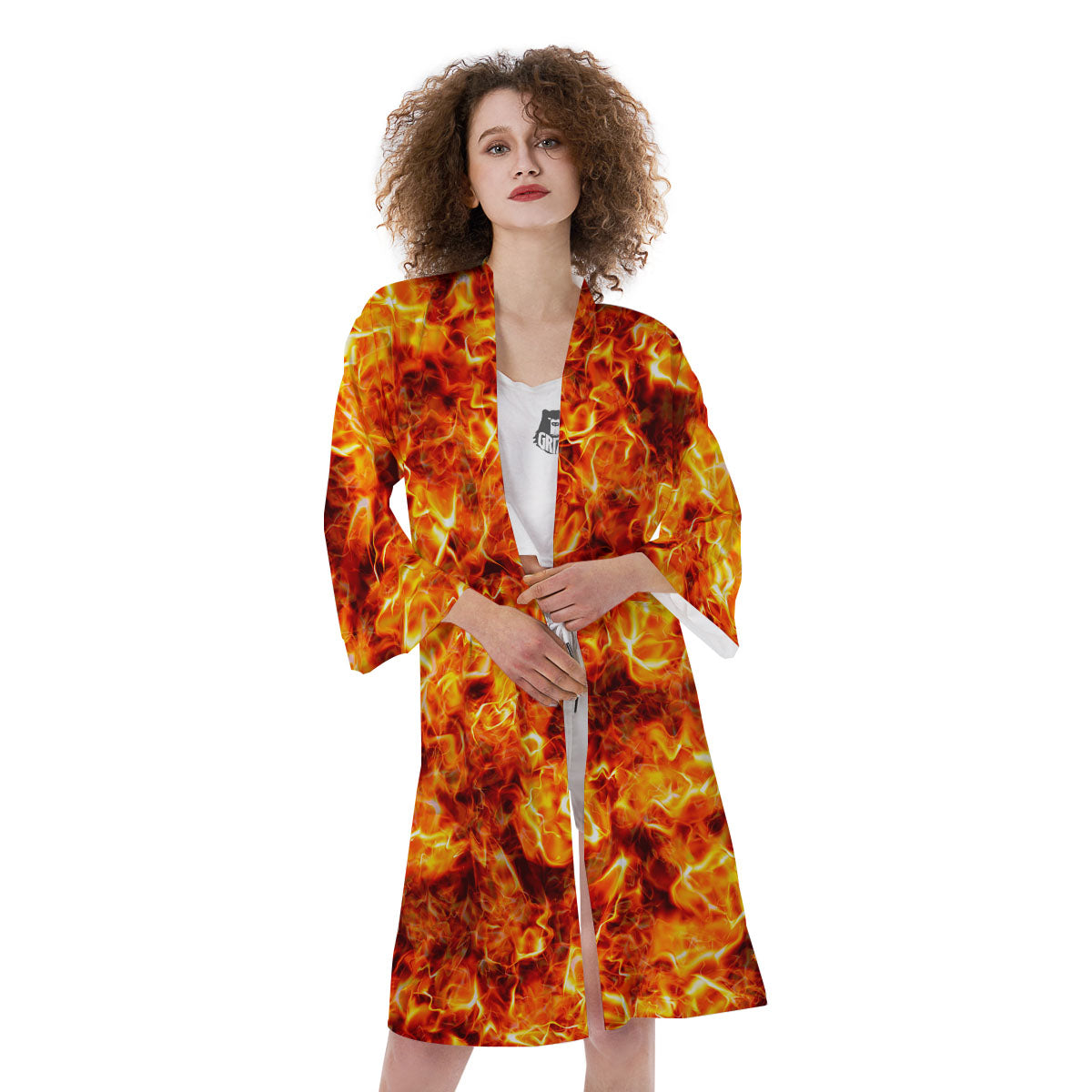 Burning Lava Print Kimono-grizzshop