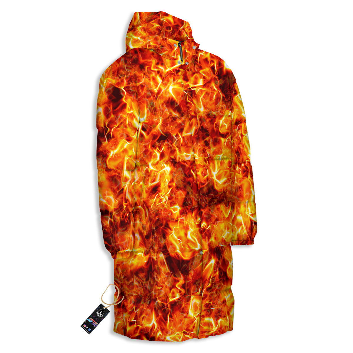 Burning Lava Print Long Down Jacket-grizzshop