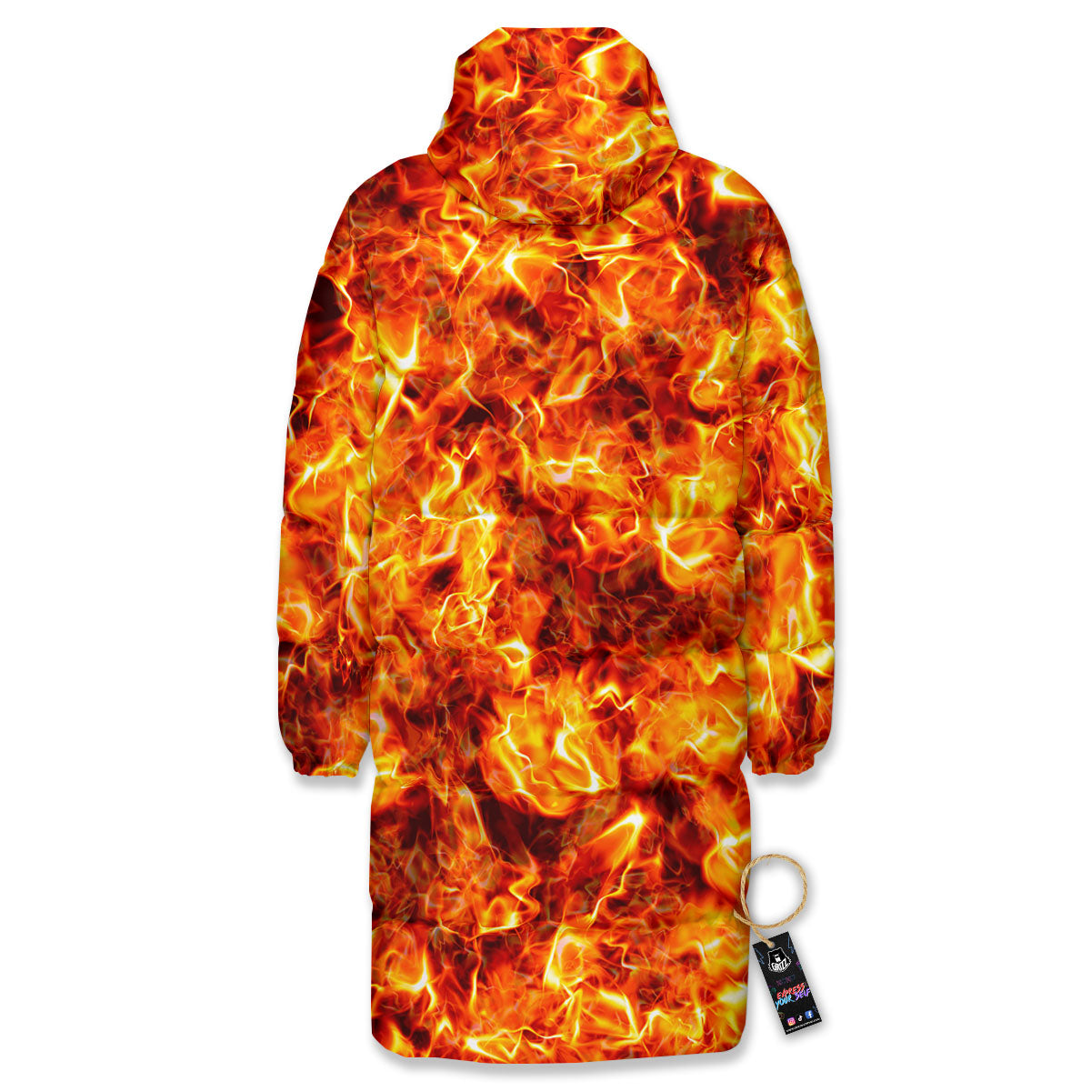 Burning Lava Print Long Down Jacket-grizzshop
