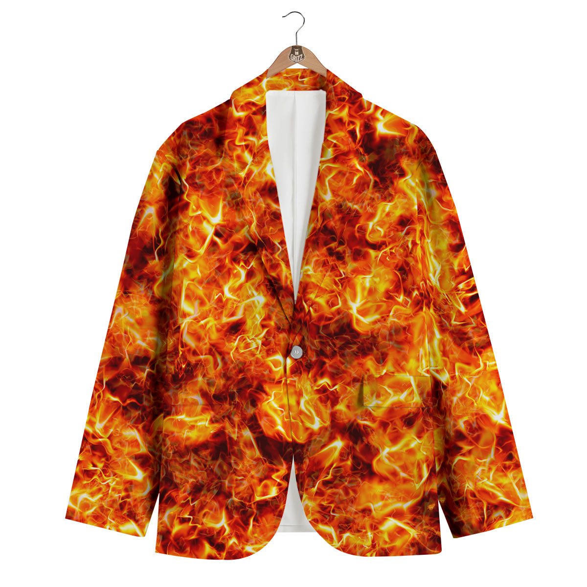 Burning Lava Print Men's Blazer-grizzshop