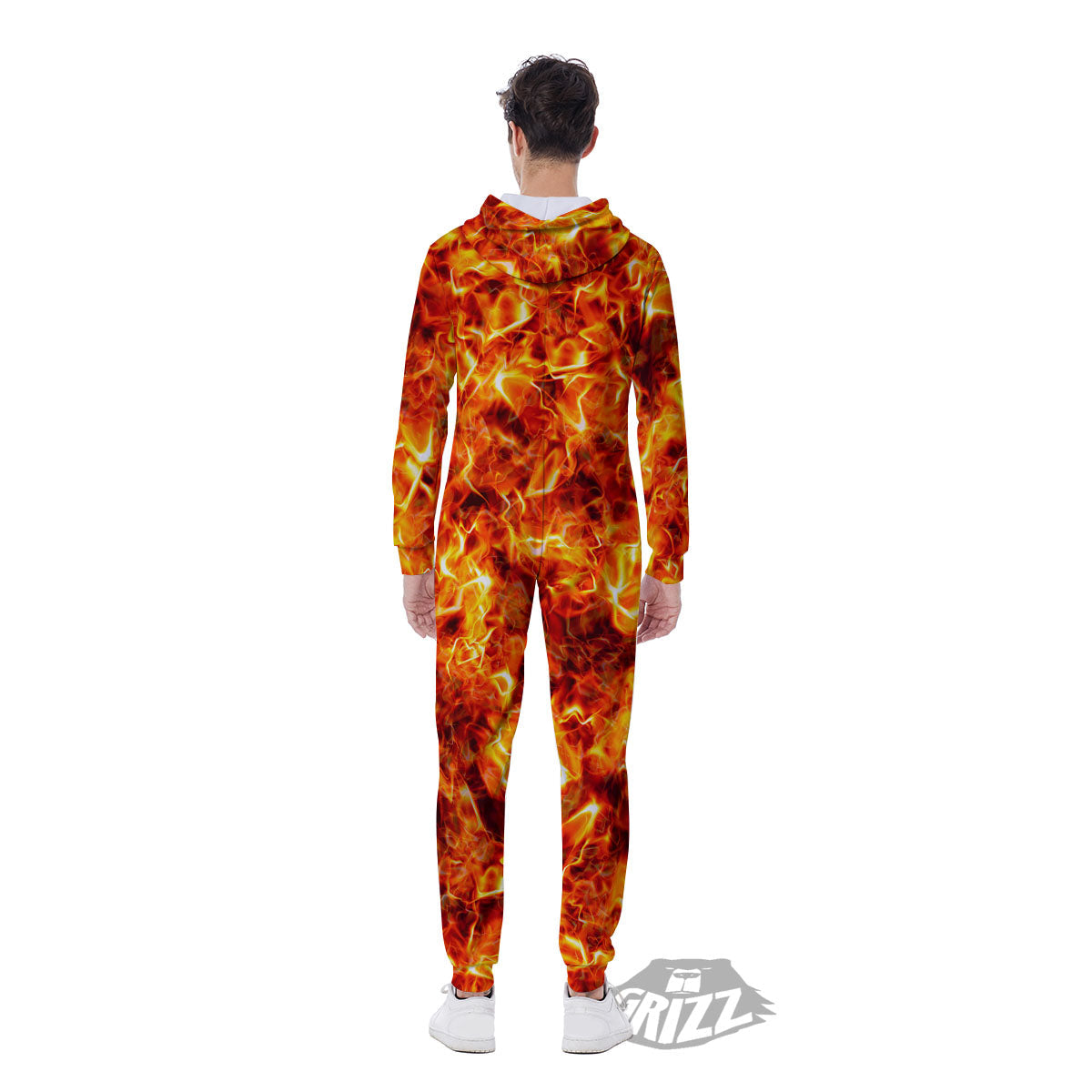Burning Lava Print Men's Jumpsuit-grizzshop