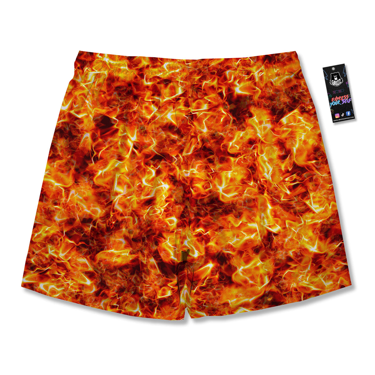 Burning Lava Print Men's Running Shorts-grizzshop