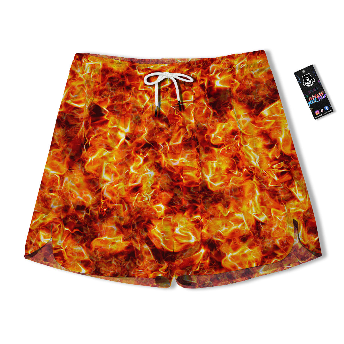 Burning Lava Print Men's Running Shorts-grizzshop