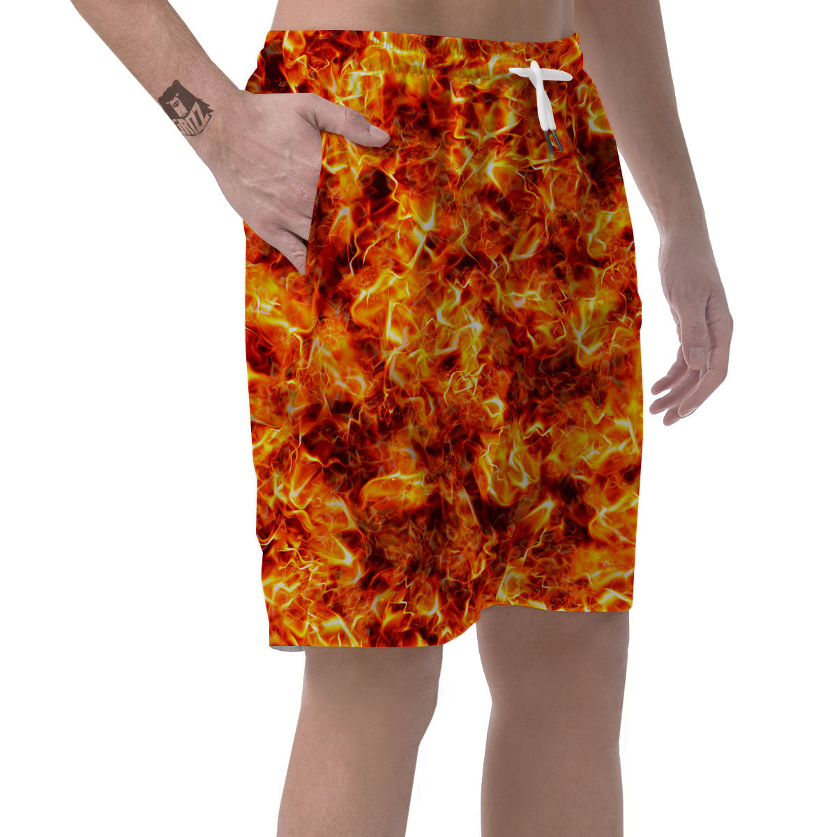 Burning Lava Print Men's Shorts-grizzshop