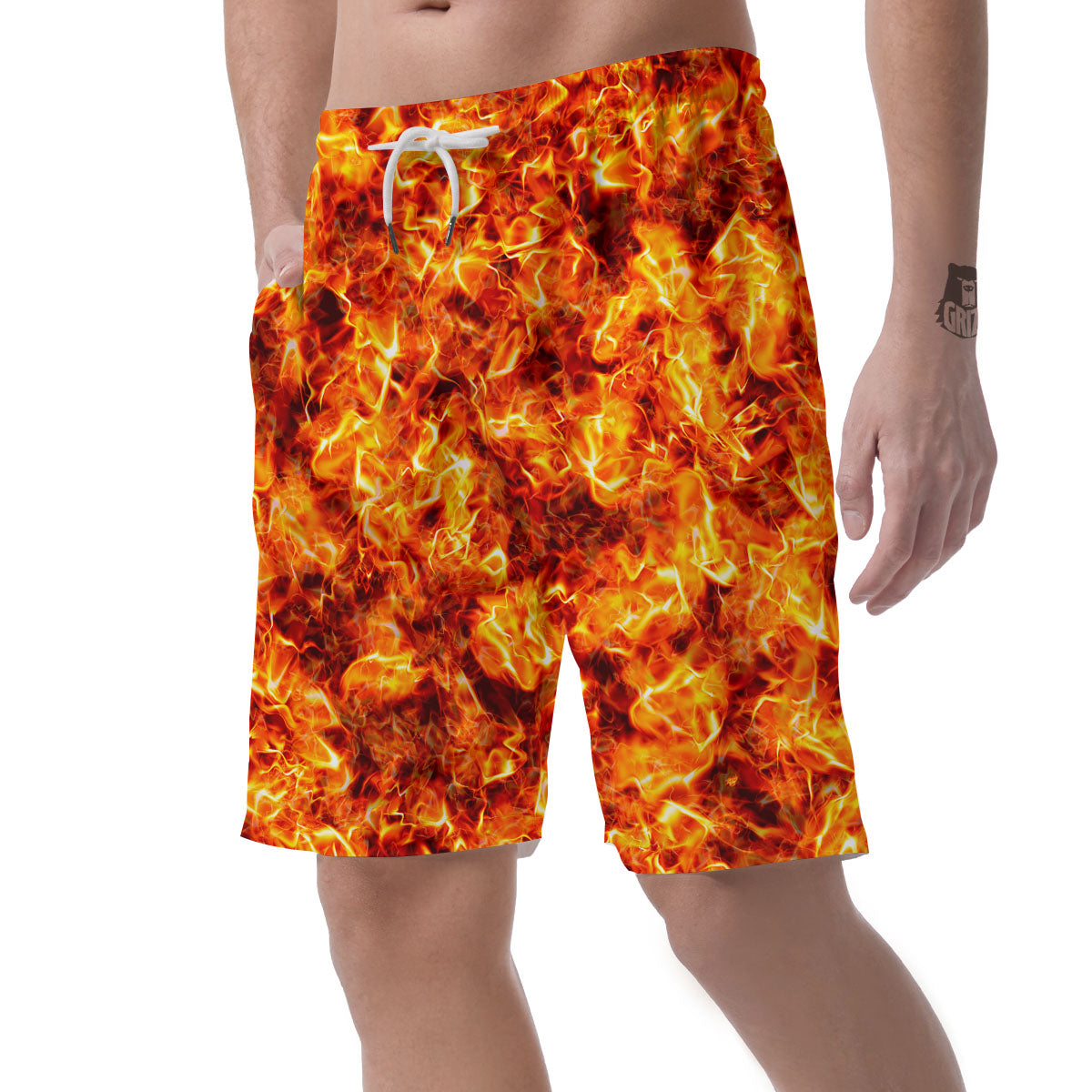 Burning Lava Print Men's Shorts-grizzshop