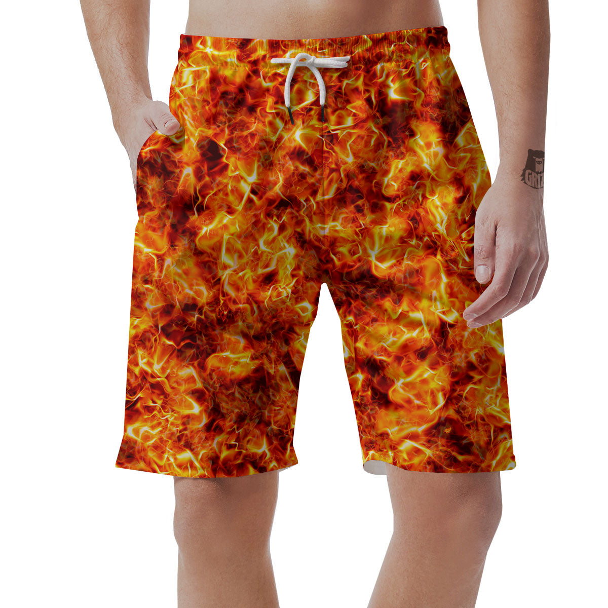 Burning Lava Print Men's Shorts-grizzshop