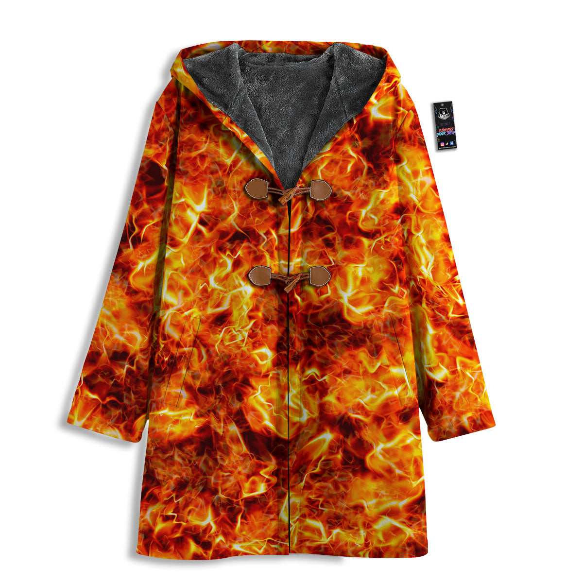 Burning Lava Print Men's Windbreaker Jacket-grizzshop
