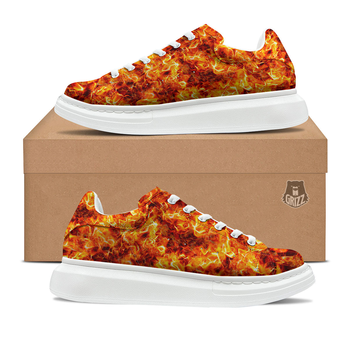 Burning Lava Print Platform Shoes-grizzshop