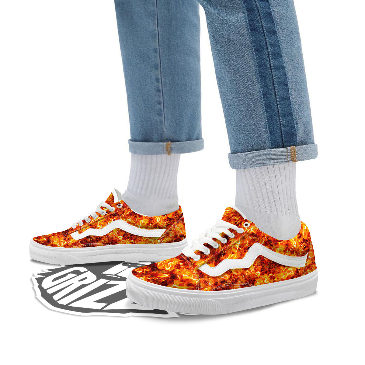 Burning Lava Print Skate Shoes-grizzshop