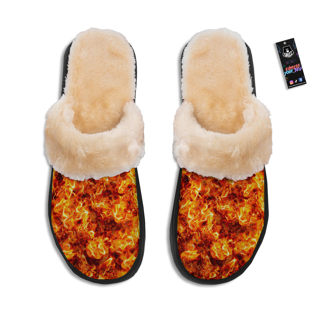 Burning Lava Print Slippers-grizzshop