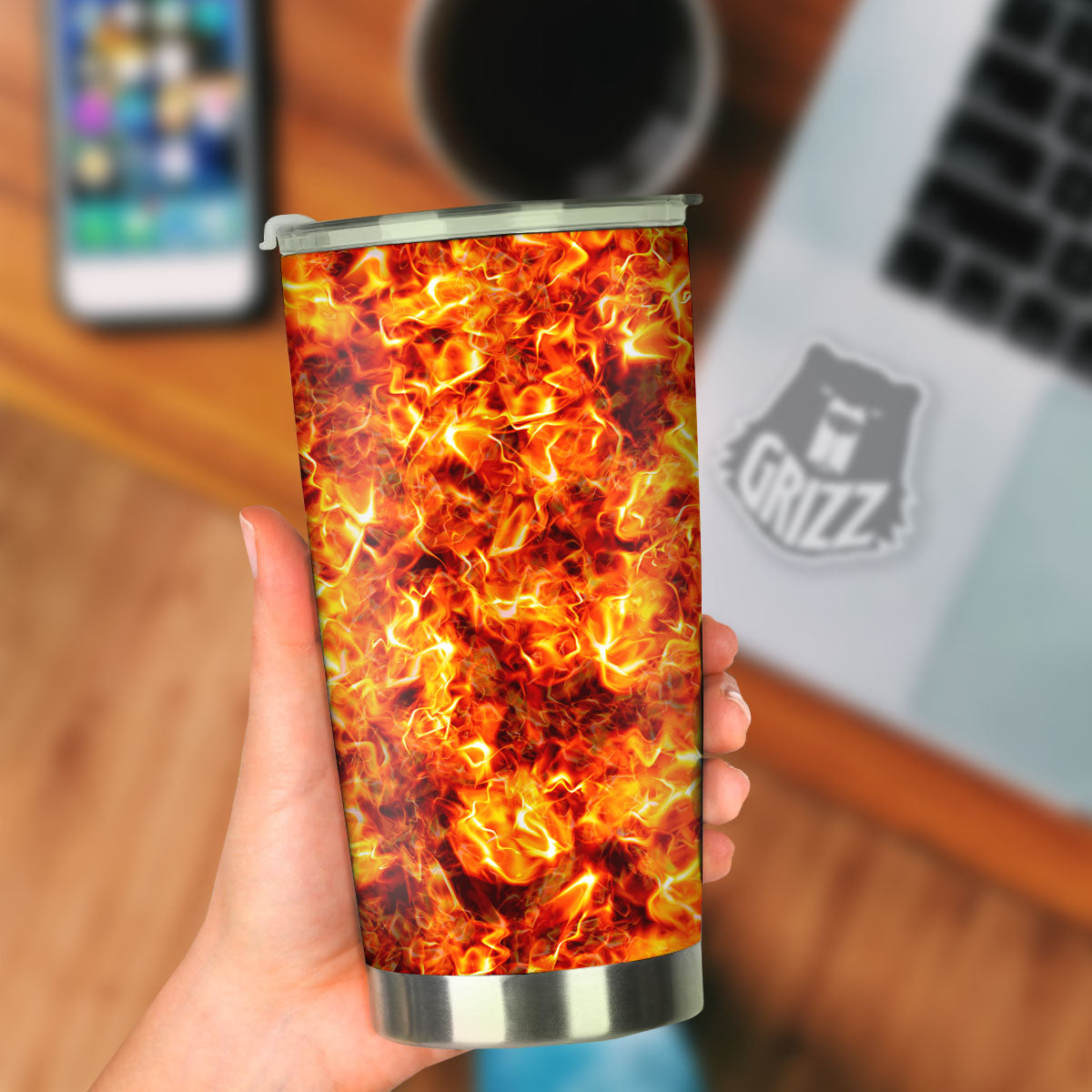 Burning Lava Print Tumbler-grizzshop