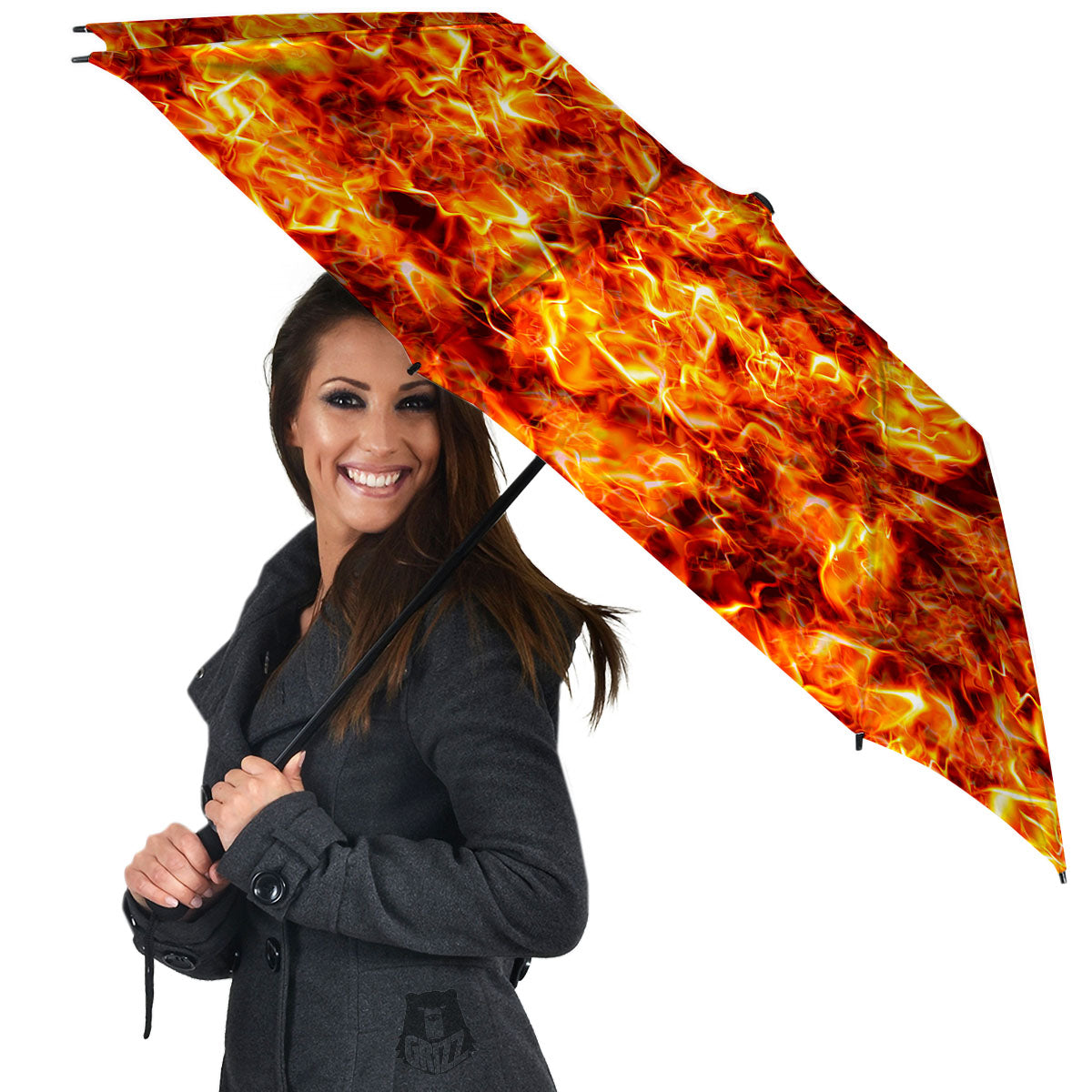 Burning Lava Print Umbrella-grizzshop