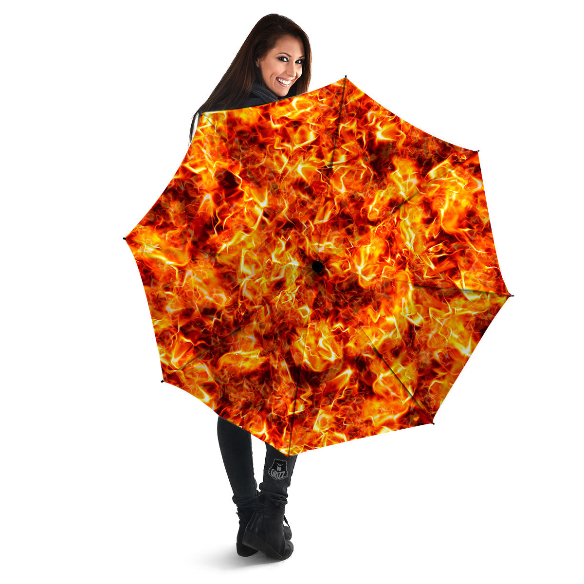 Burning Lava Print Umbrella-grizzshop