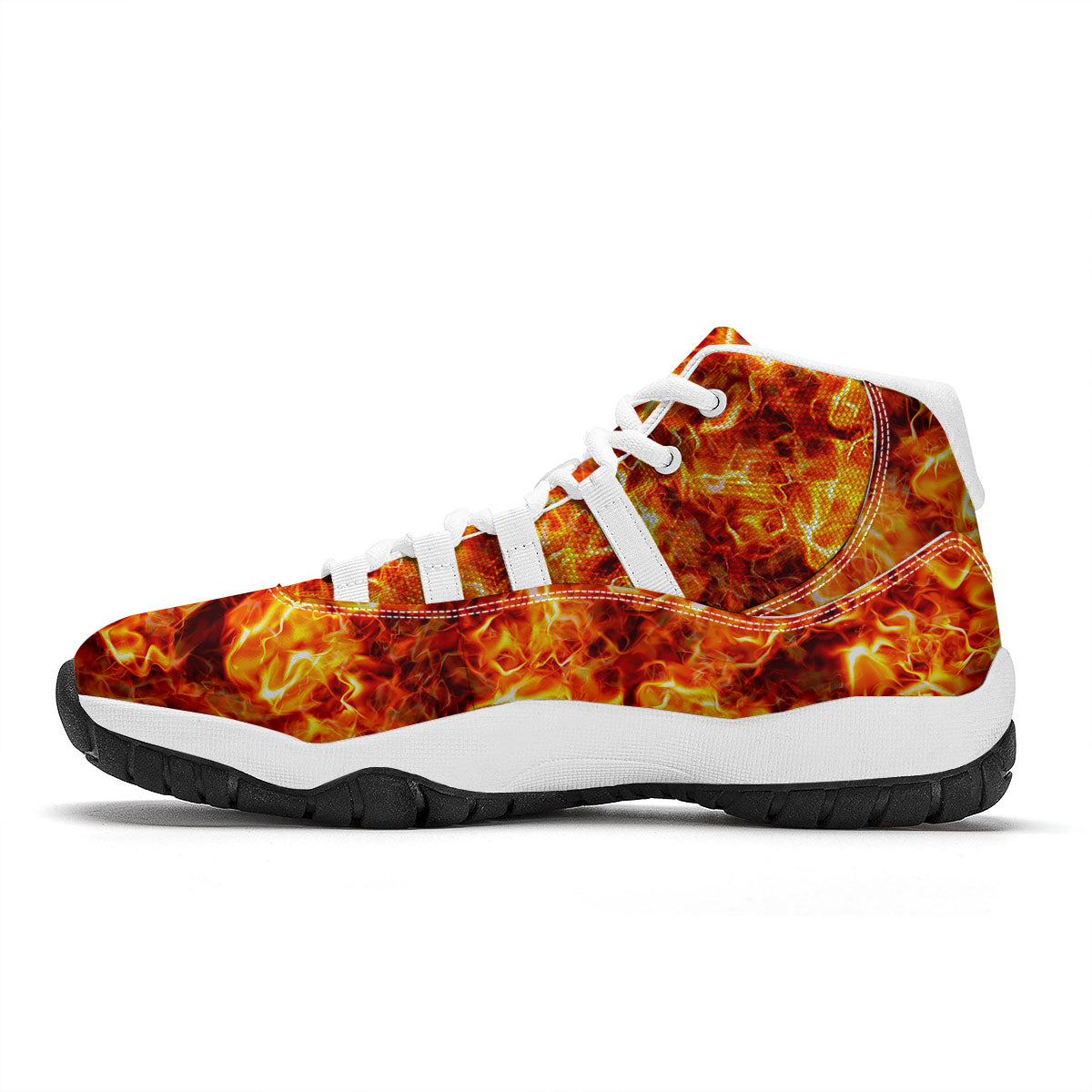 Burning Lava Print White Bball Shoes-grizzshop