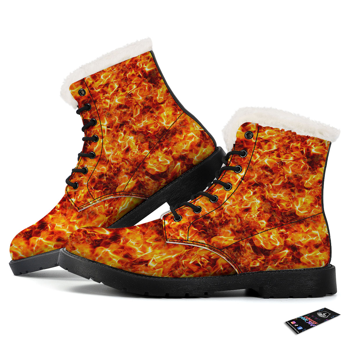Burning Lava Print Winter Boots-grizzshop