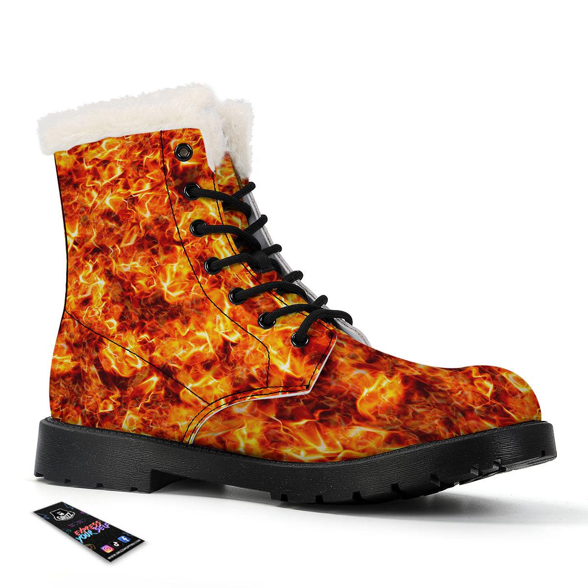 Burning Lava Print Winter Boots-grizzshop