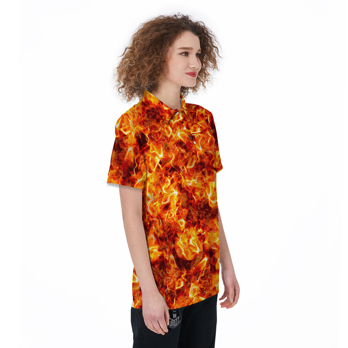 Burning Lava Print Women's Golf Shirts-grizzshop