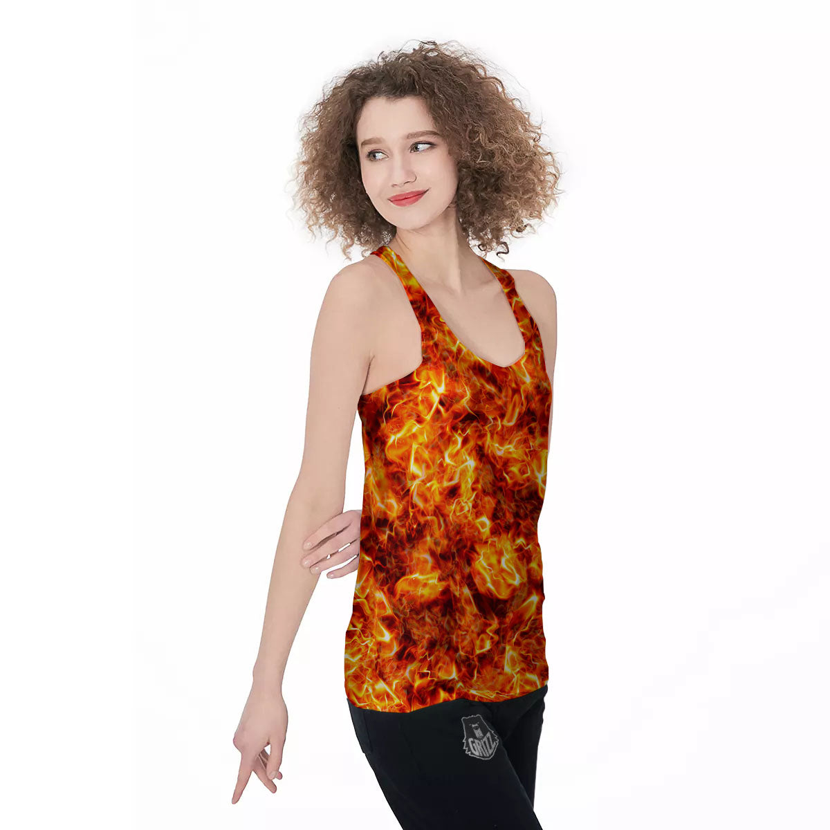Burning Lava Print Women's Racerback Tank Top-grizzshop