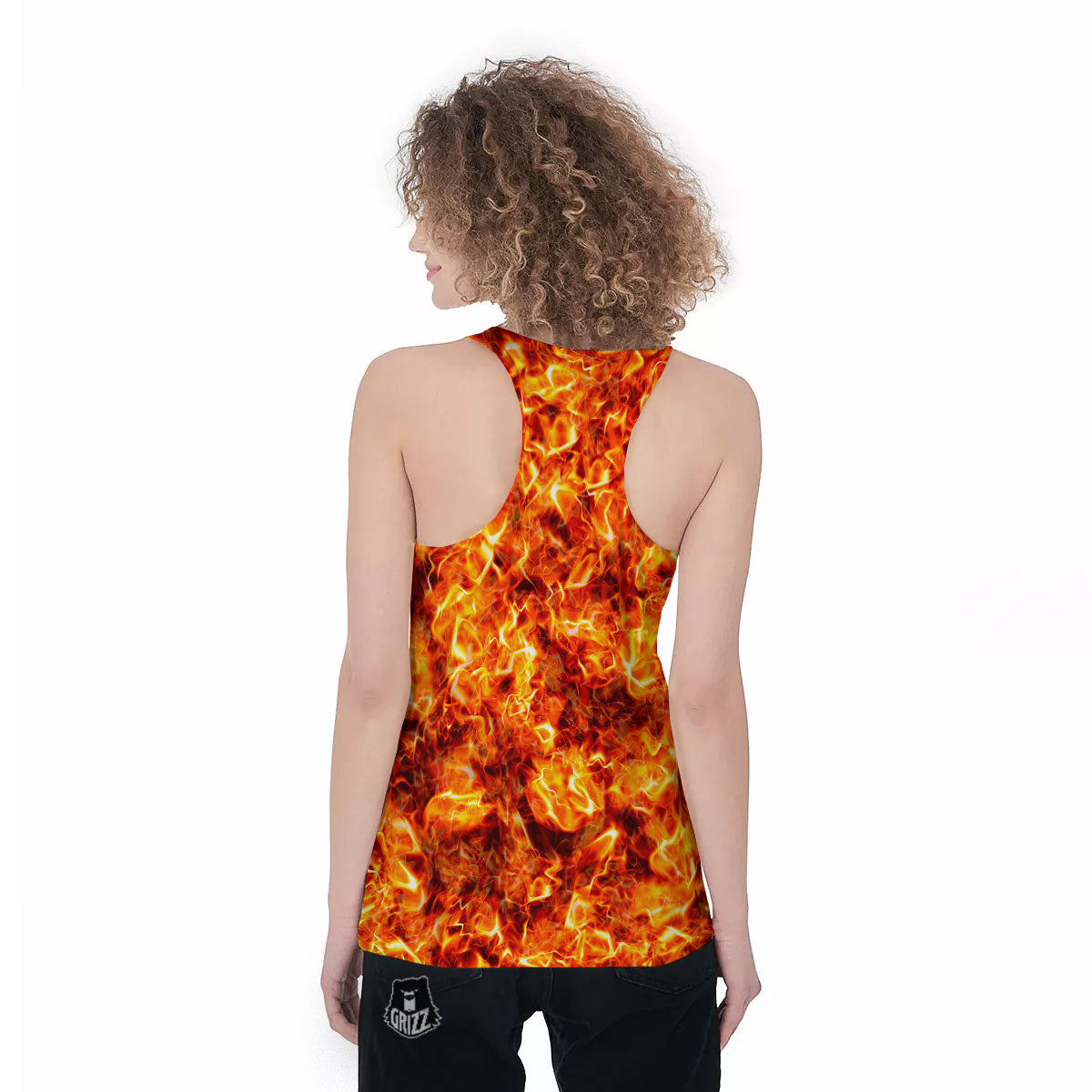 Burning Lava Print Women's Racerback Tank Top-grizzshop