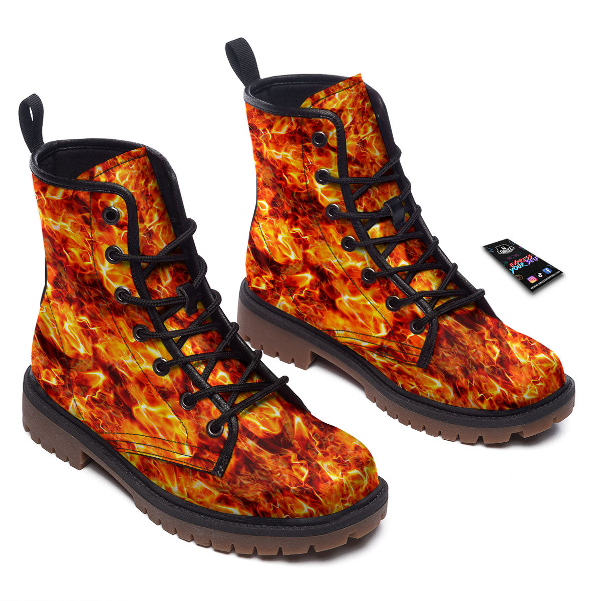 Burning Lava Print Work Boots-grizzshop
