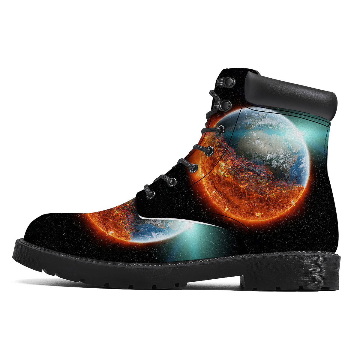 Burning Planet Print Boots-grizzshop