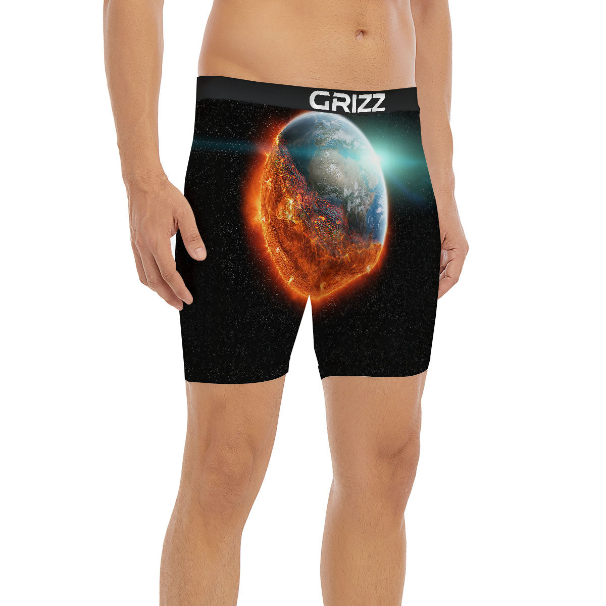 Burning Planet Print Boxer Briefs-grizzshop