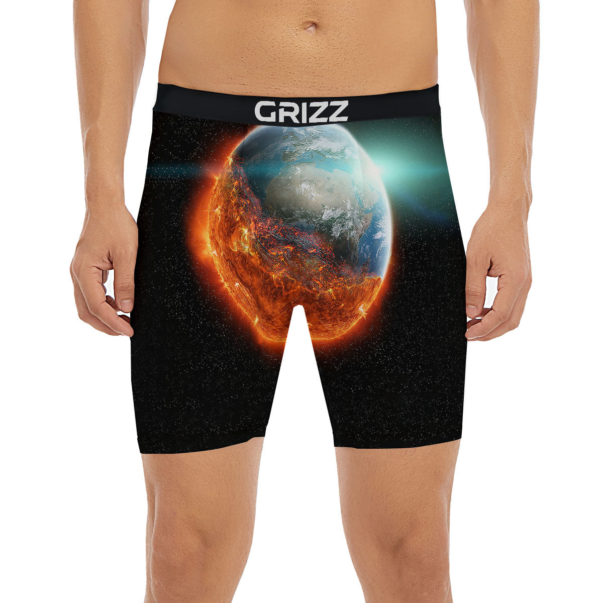 Burning Planet Print Boxer Briefs-grizzshop