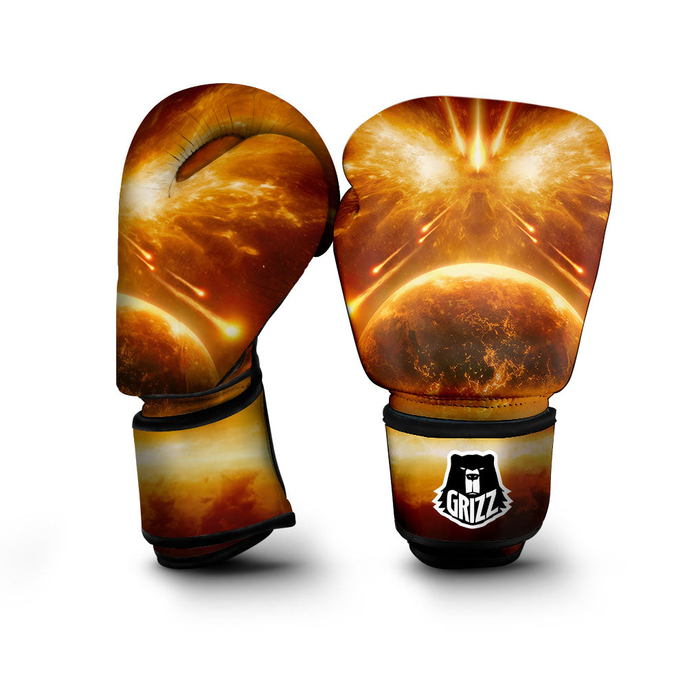 Burning Planet Print Boxing Gloves-grizzshop