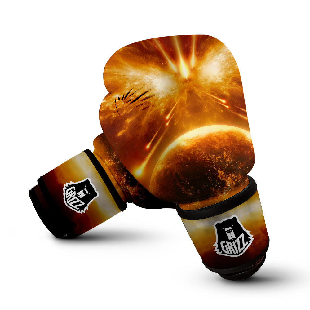 Burning Planet Print Boxing Gloves-grizzshop