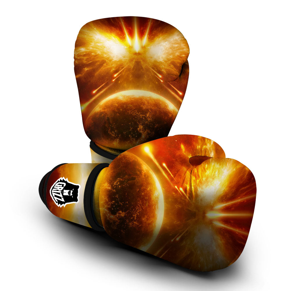 Burning Planet Print Boxing Gloves-grizzshop