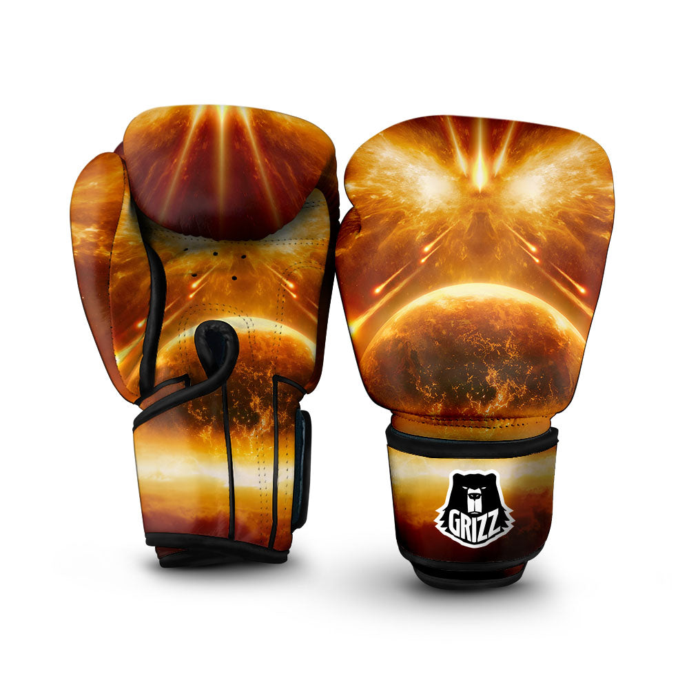 Burning Planet Print Boxing Gloves-grizzshop